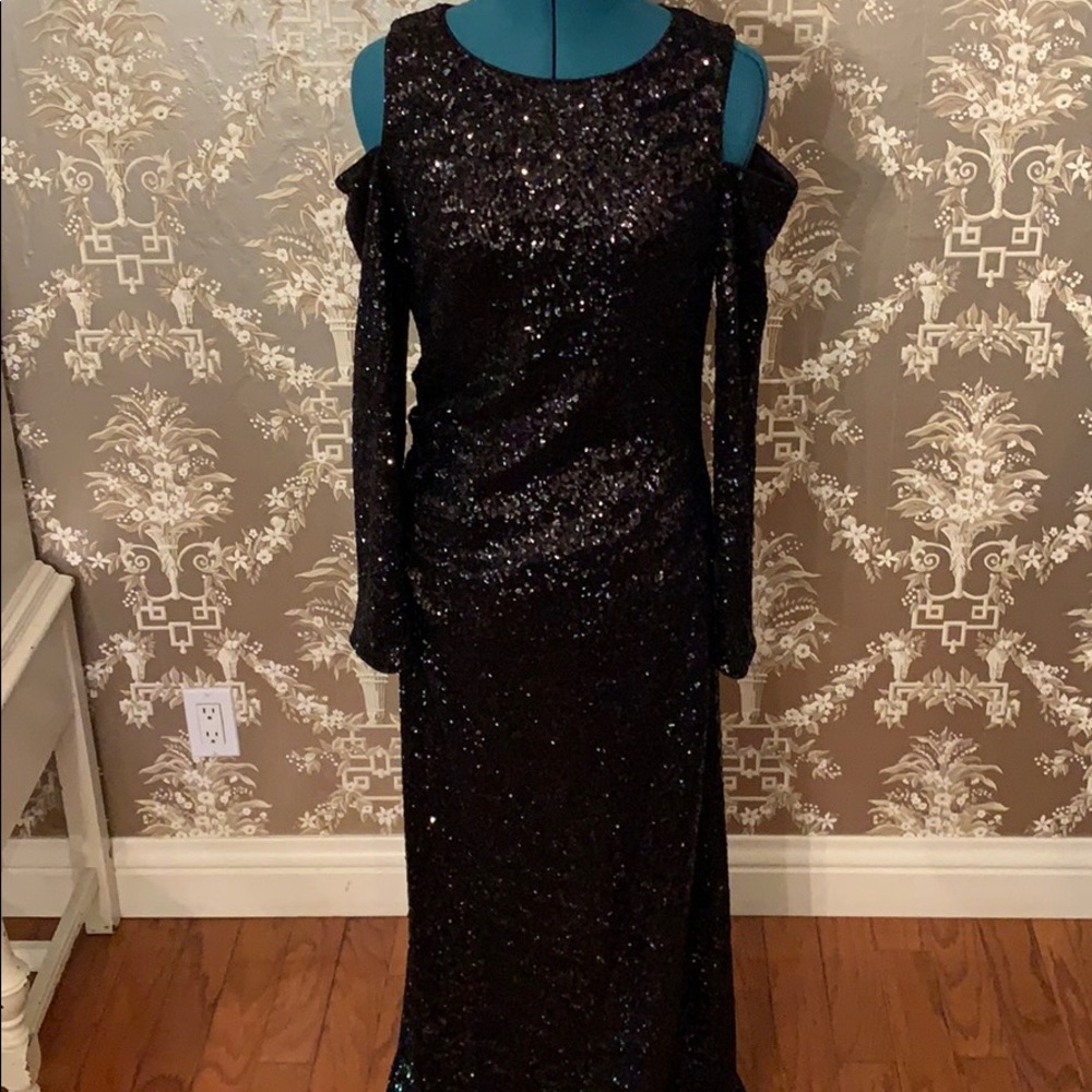 Vince Camuto Black Sequin Gown